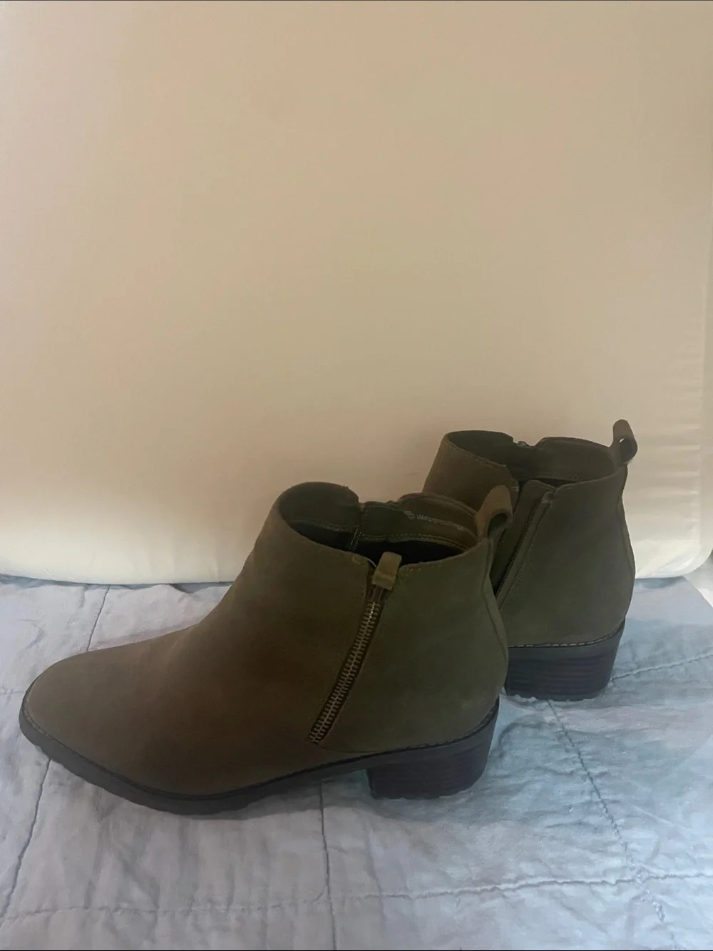 Blondo Olive Suede Ankle Booties with Side Zip